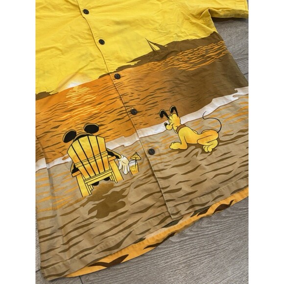 Disney Hawaiian Shirt Mens Large Mickey Goofy Beach Disney World Land Vintage - Picture 2 of 7